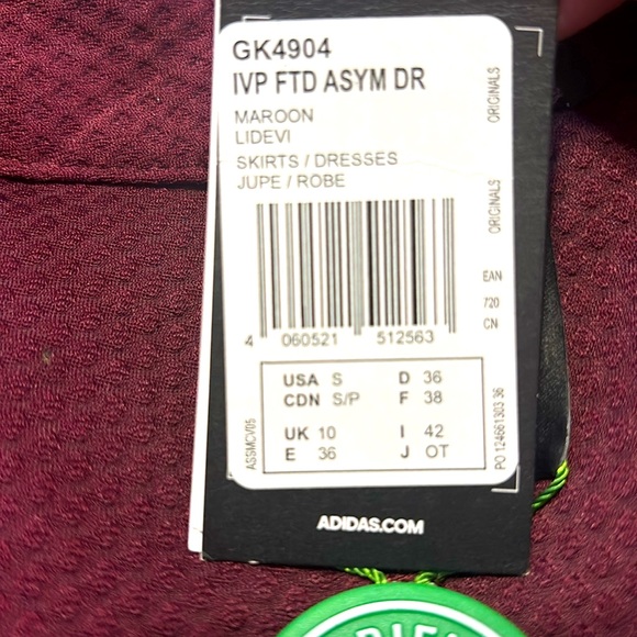 adidas x Ivy Park Asymmetrical Dress Maroon Size Small NWT Discontinued Rare - Picture 12 of 13